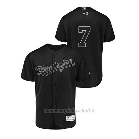 Maglia Baseball Hombre Washington Nationals 7 Trea Turner 2019 Players Weekend Autentico Nero